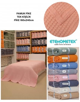 ETEHOMETEX HAVUZLU PİKE TEK KİŞİLİK 160X240CM PEMBE 8696474232080